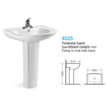 Size: 650*510*820 mm   Fixing Back To Wall            With Single Faucet Hole in 35 mm                          With Standard Drainage Hole in 45 mm