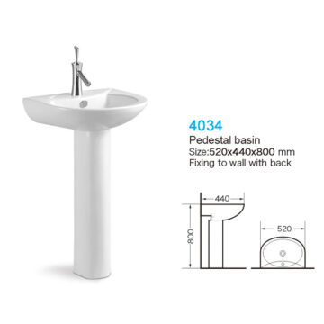 Size: 520*440*800 mm Fixing Back To Wall            With Single Faucet Hole in 35 mm                         With Standard Drainage Hole in 45 mm